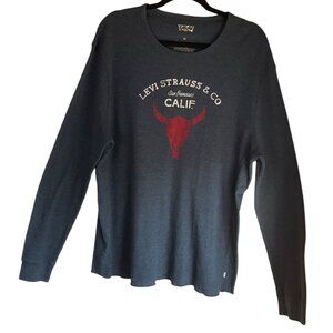 Levi's Mens Sz XXL Thermal T-Shirt Waffle knit Long Sleeve Longhorn Bull Skull